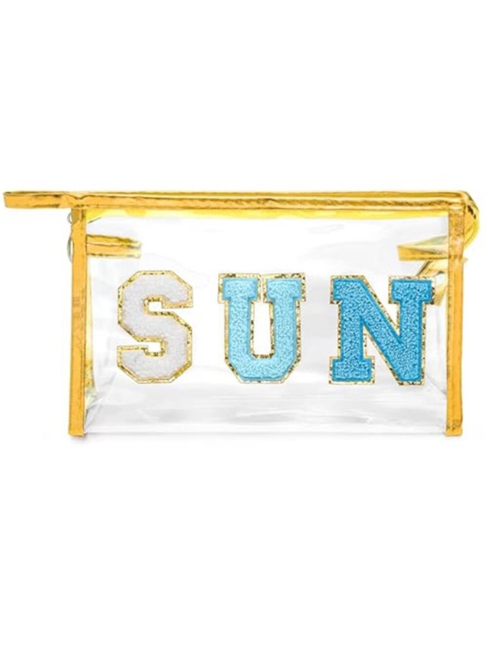 Clear Makeup Bag Sun Chenille Letter Cosmetic Pouch Travel Toiletry Case